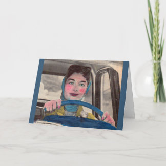 1950s Mom at the wheel Card