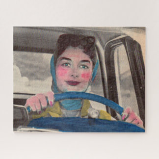 1950s Mom at the wheel Jigsaw Puzzle