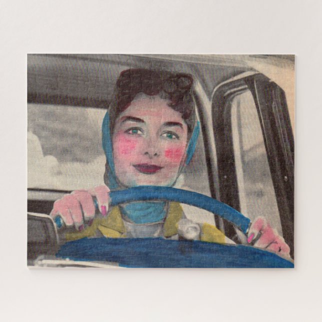 1950s Mom at the wheel Jigsaw Puzzle (Horizontal)