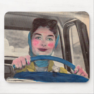 1950s Mom at the wheel Mouse Pad