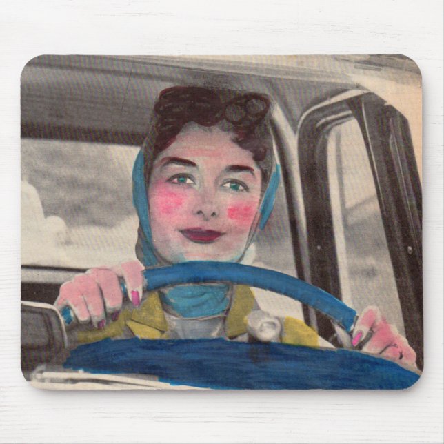 1950s Mom at the wheel Mouse Pad (Front)