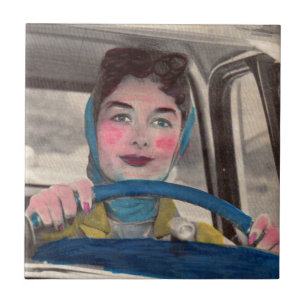 1950s Mom at the wheel Tile