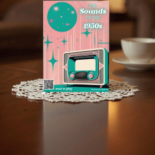 1950s Music QR Code Folded Greeting Card