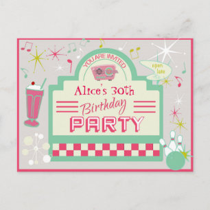 1950s Party Invitation Postcard