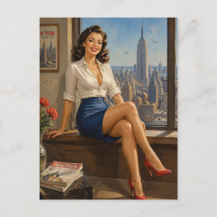1950s pin-up art postcard