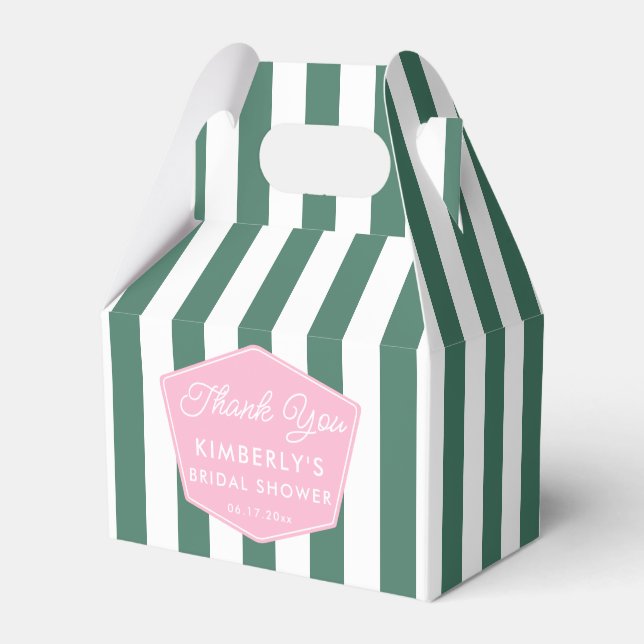 1950s Pink And Green Palm Beach Bridal Shower Favor Boxes (Front Side)
