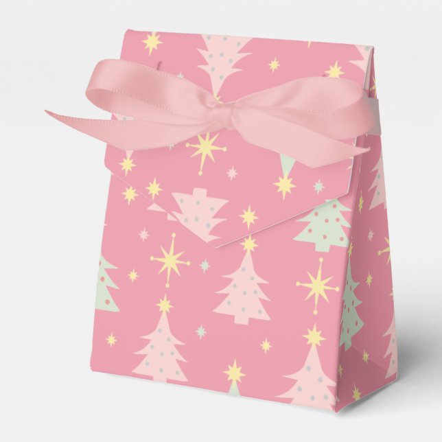 1950s Pink and Green Retro Christmas Favor Boxes (Front Side)
