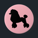 1950's Pink Poodle Skirt Inspired Button<br><div class="desc">Break out your bobby socks and saddle shoes and start dancing! This 1950's Pink Poodle Skirt Inspired Button looks like a classic 1950's poodle skirt. The design features a black silhouette of a poodle on a pink background. It's beginning to look a lot like the 1950s!</div>