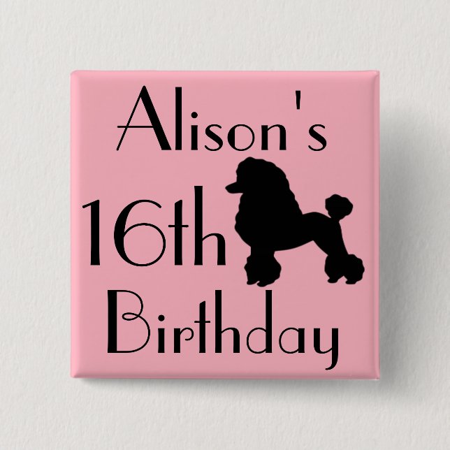 1950s Pink Poodle Skirt Inspired Button (Front)