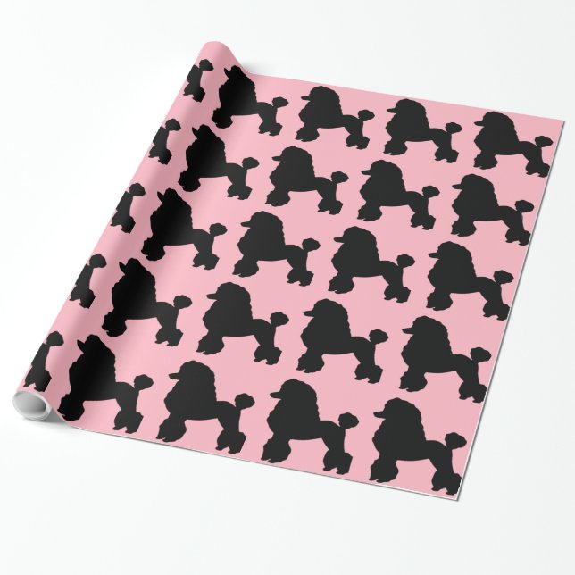 1950s Pink Poodle Skirt Inspired Wrapping Paper (Unrolled)