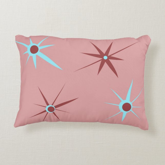 1950's Pink Retro Starburst Accent Pillow (Back)