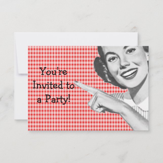 1950s Pointing Young Woman V2 Invitation (Front)
