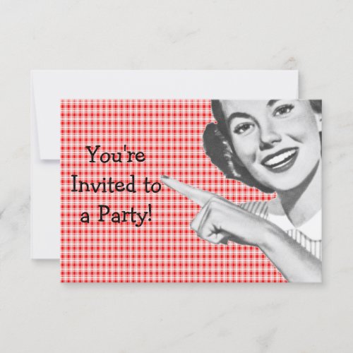 1950s Pointing Young Woman V2 Personalized Invite