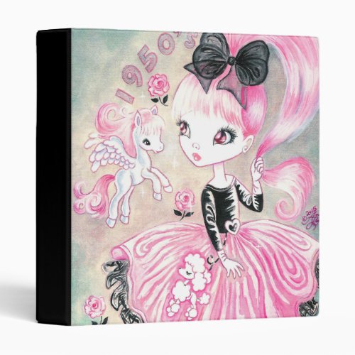 1950s poodle skirt girl 3 ring binder