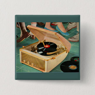 1950s portable record player ad button