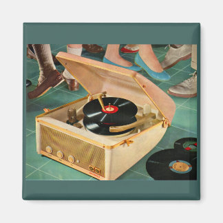 1950s portable record player ad magnet