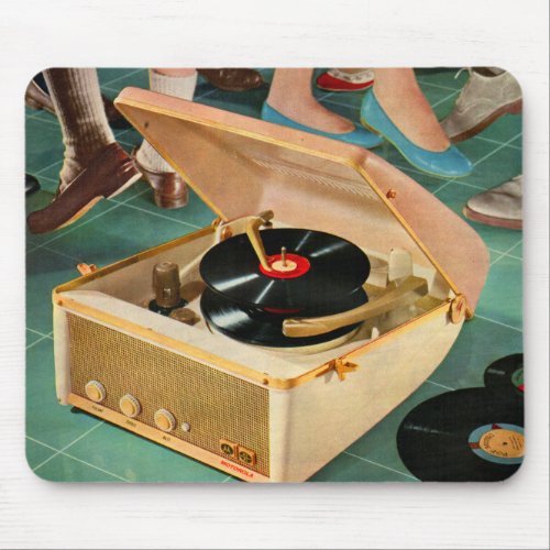 1950s portable record player ad mouse pad