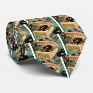 1950s portable record player ad neck tie