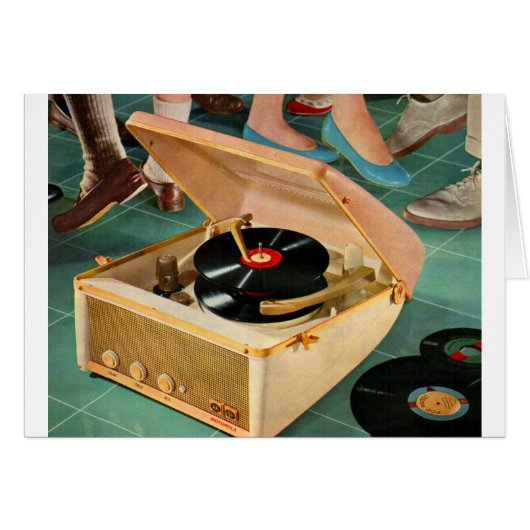 1950s portable record player advertisement cards (Front Horizontal)