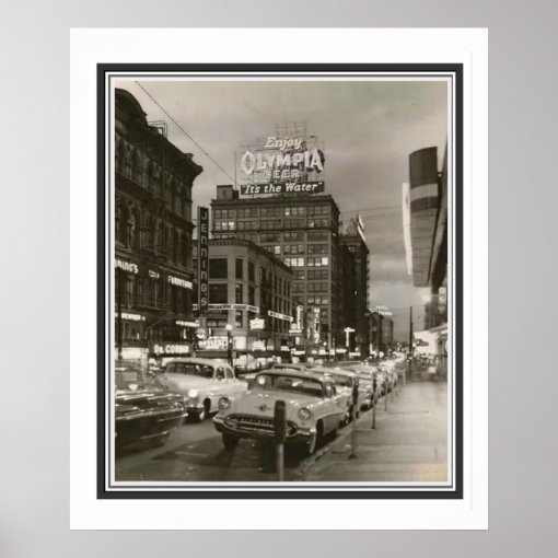 1950's Portland Oregon B&W Poster 20 x 24 | Zazzle