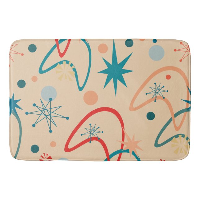 1950s Retro Atomic Pattern Bath Mat (Front)