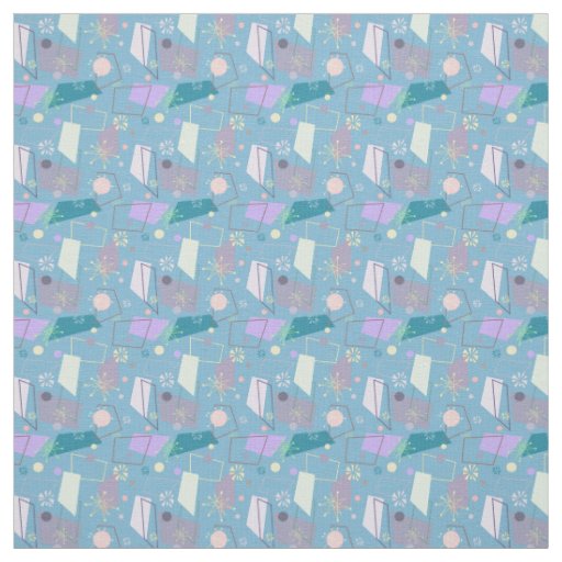 1950s Retro Atomic Pattern in Blue and Purple Fabric