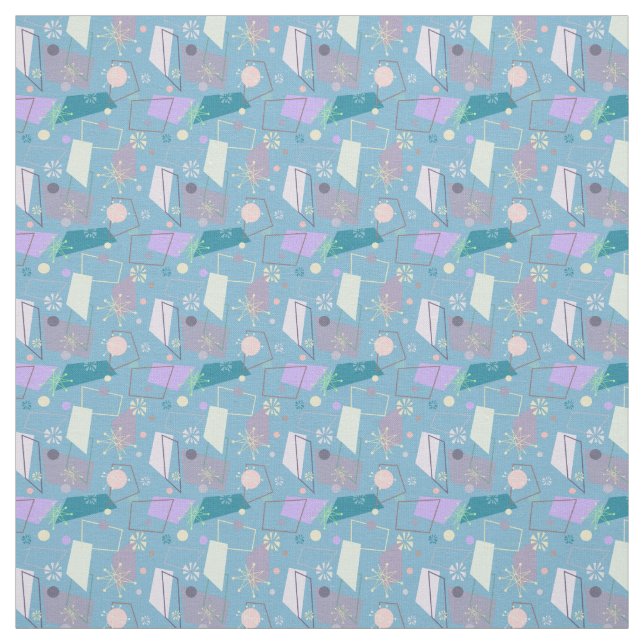 1950s Retro Atomic Pattern in Blue and Purple Fabric (Swatch)