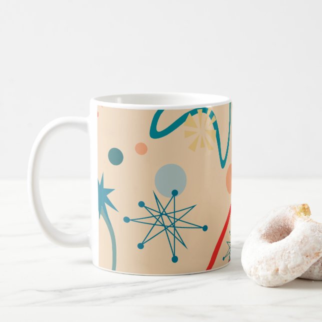 1950s Retro Atomic Pattern Mug (With Donut)
