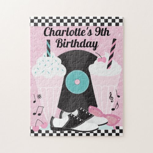 1950s Retro Diner Birthday Party Favor Jigsaw Puzzle