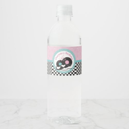 1950s Retro Diner Birthday Party Water Bottle Label