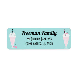 1950s Retro Diner Milkshake Return Address Label –