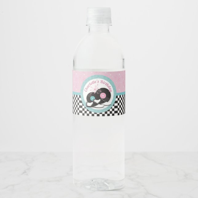 1950s Retro Diner Water Bottle Label – Sock Hop Ro (Front)