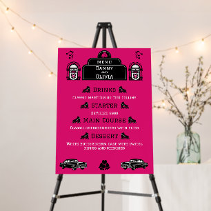 1950s Retro Diner Wedding Menu Foam Board