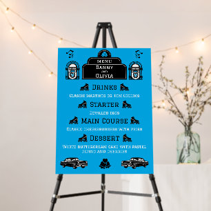 1950s Retro Diner Wedding Menu Foam Board