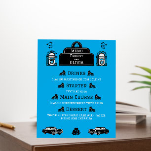 1950s Retro Diner Wedding Menu Foam Board