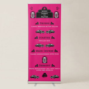 1950s Retro Diner Wedding Menu Retractable Banner