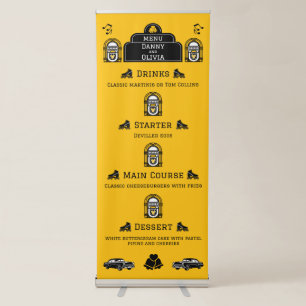 1950s Retro Diner Wedding Menu Retractable Banner