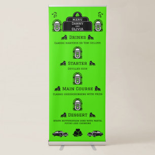 1950s Retro Diner Wedding Menu Retractable Banner