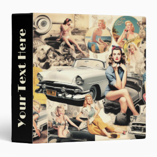 1950S Retro Girls Collage 3 Ring Binder
