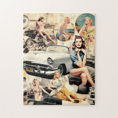 1950S Retro Girls Collage Jigsaw Puzzle