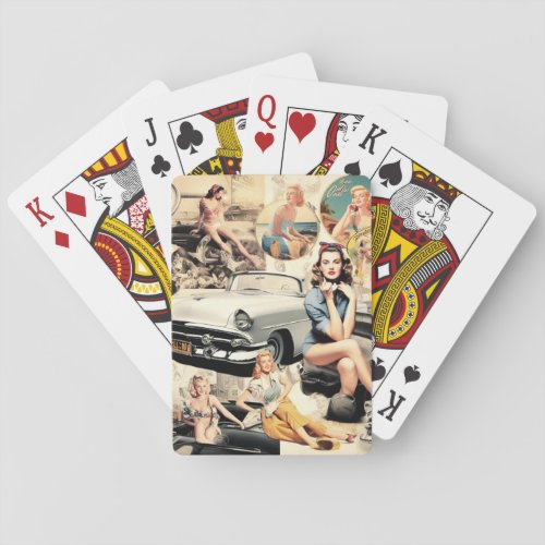1950S Retro Girls Collage Poker Cards