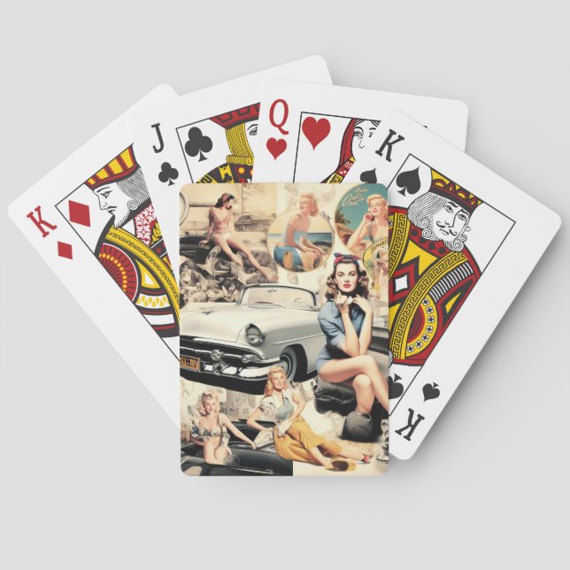 1950S Retro Girls Collage Poker Cards (Back)