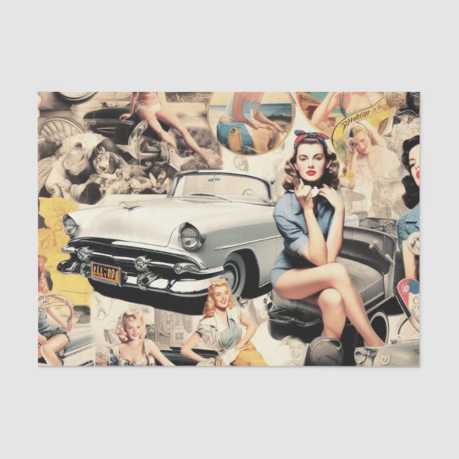 1950S Retro Girls Collage Tissue Paper (Front)