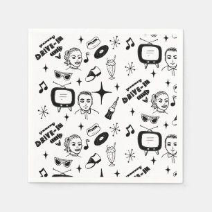 1950's Retro Graphics Nostalgic Birthday Napkins