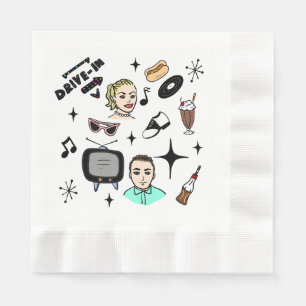 1950's Retro Graphics Nostalgic Birthday Napkins