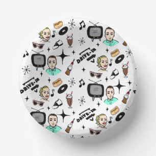 1950's Retro Graphics Nostalgic Birthday Paper Bowls