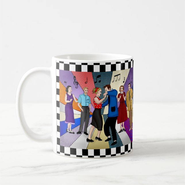 1950's Retro Nostalgic Couple Dancing Coffee Mug (Left)