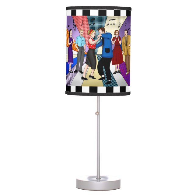 1950's Retro Nostalgic Couple Dancing   Table Lamp (Front)