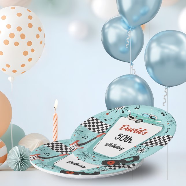 1950's Retro Party  Paper Plates (Retro 1950s paper plates)