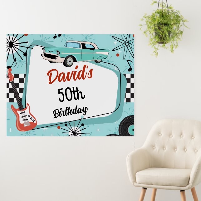 1950's Retro Red & Blue Birthday Party  Foam Board (In Situ (Wall))